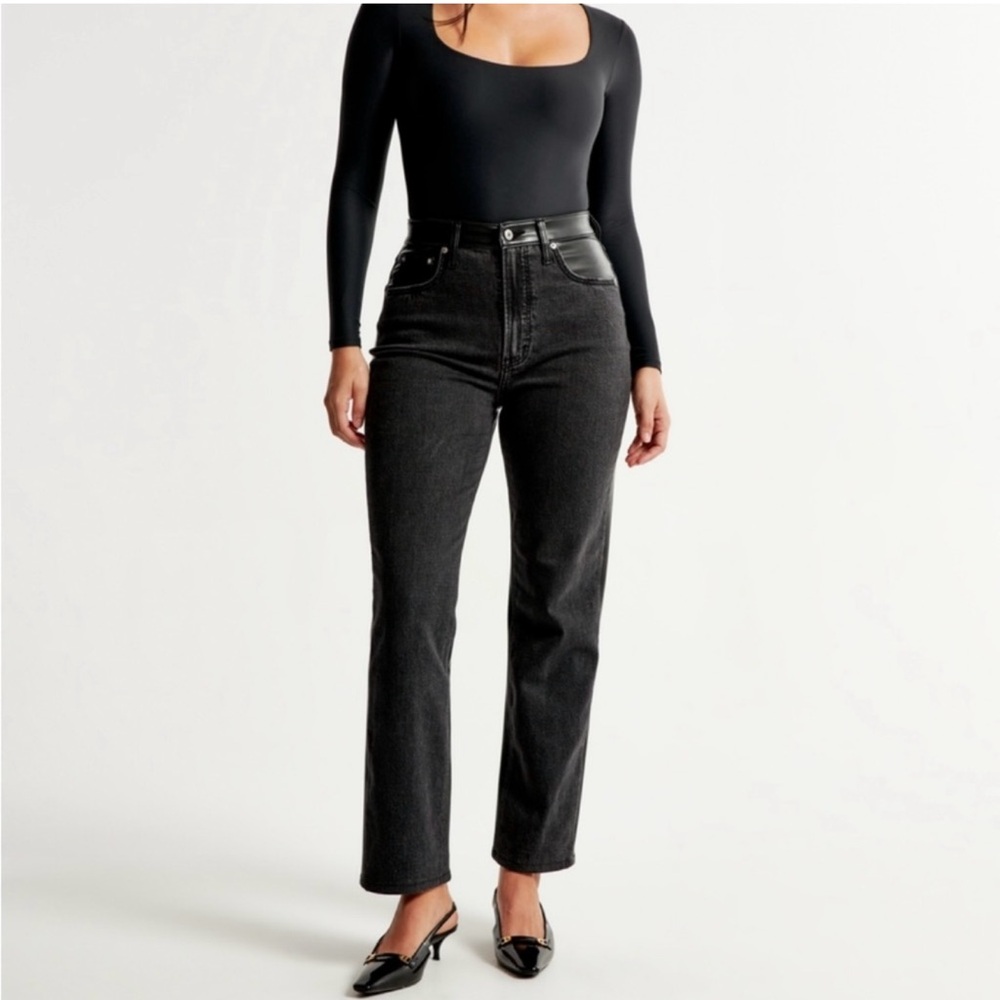 Abercrombie & Fitch 1/2 Black Leather & Denim